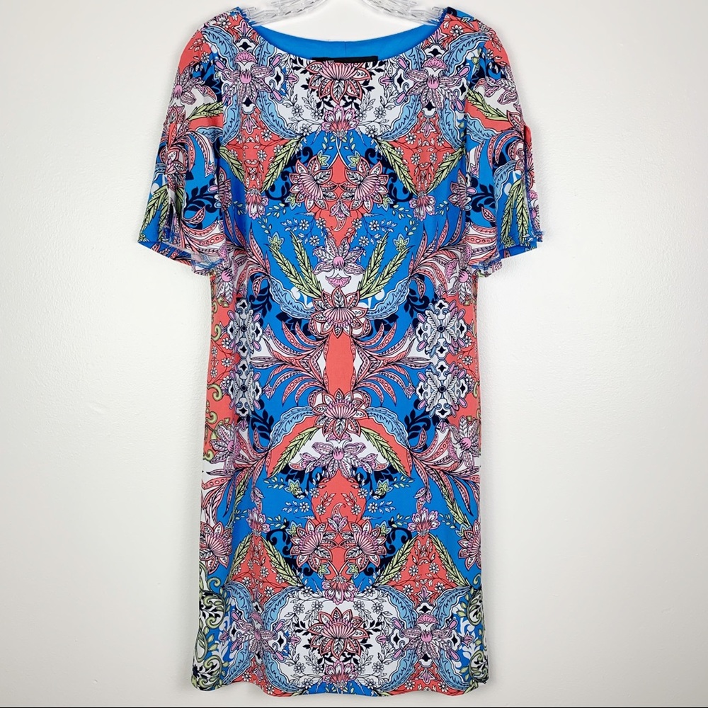 Leslie Fay Split Sleeve Floral Dress 4 C8